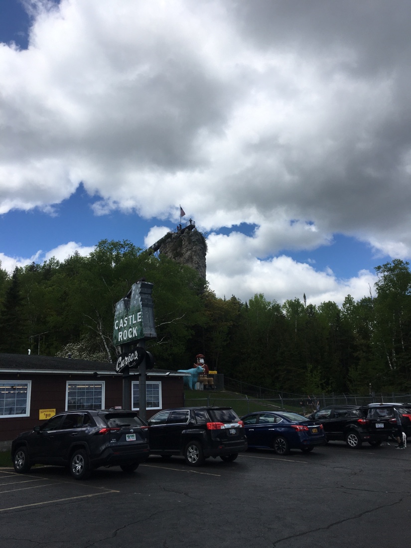 A long distance shot of Castle Rock tourist destination in the Upper Peninsula of Michigan.